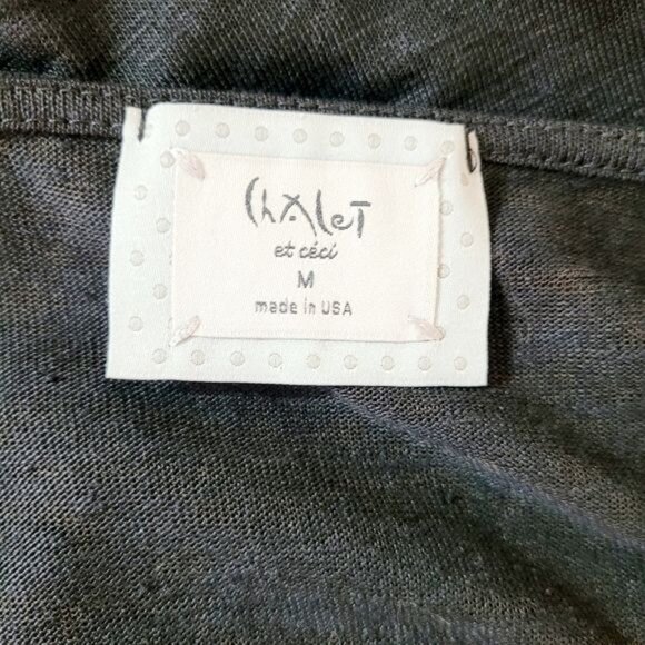 Chalet Black Linen Blend Ruffle Sleeve Lagenlook Lightweight Top Size M - Picture 3 of 6